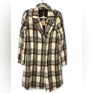 Blu Pepper NWT Plaid Trench Long Coat